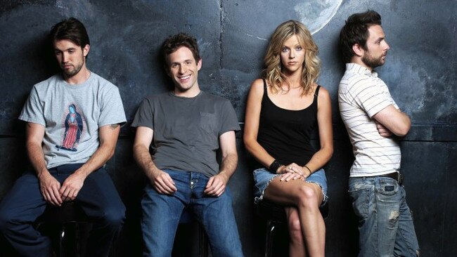 The cast of It's Always Funny in Philadelphia: Rob McElhenney, Glenn Howerton, Kaitlin Olson, Charlie Day. A hugely popular and extremely un-PC show on FX/Foxtel.