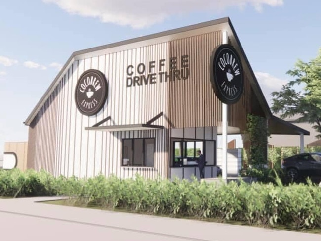 Artists impressions of the new Cocobrew Express drive-thru on George and Albert Streets. PIC: Facebook