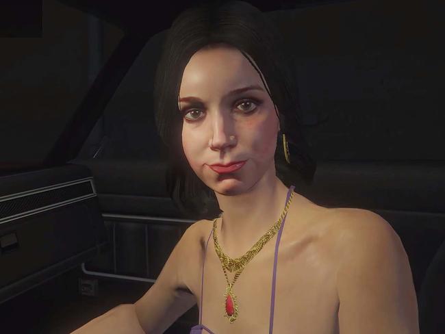 Up close ... a prostitute offers her services in “Grand Theft Auto V”. Picture: YouTube