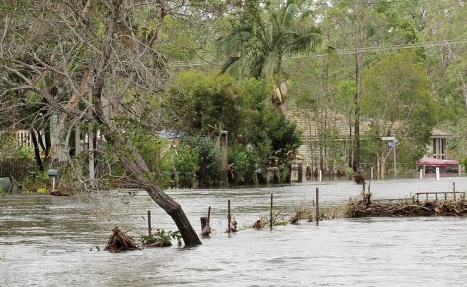 A street of houses in Aldershot is inundated on Sunday. Picture: Robyne Cuerel