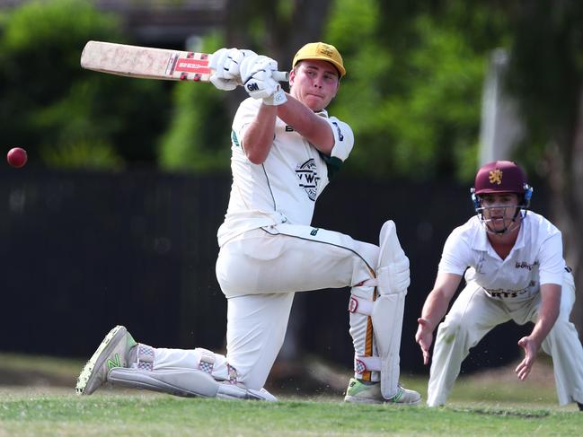 Queen's batsman Mitchell Freeman in action Photograph: Jason O'Brien