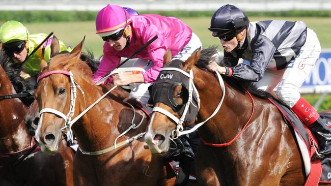 Photographs: Simon Bullard. Race 5 - 1:55PM ARROWFIELD 3YO SPRINT (1200 METRES). Winner 'Japonisme' ridden by Hugh Bowman.