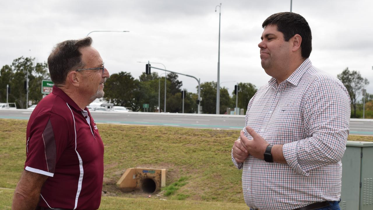 Apprentices and Trainees Queensland project manager David MacGlashan and Employment and Training Shadow Minister Brent Mickelberg. Picture: Aden Stokes