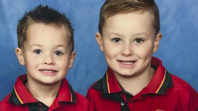 Archie Green (right), who was fatally injured after being thrown from an inflatable tube at Orford, pictured with little brother Maison Green (left). Picture: SUPPLIED