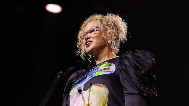 Mentor and role model Leah Purcell, the actor who grew up in Cherbourg where Korbe’s grandmother was raised on a mission. Picture: Getty Images for AFI