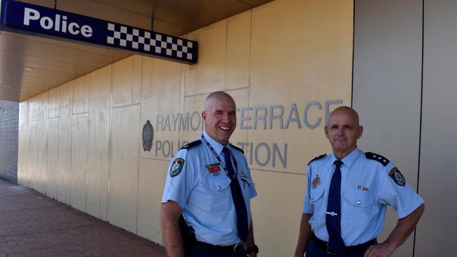 Inspector Daniel Skelly (right) has moved from Dubbo up to the Port Stephens-Hunter PD, as Chief Inspector Al Janson (left) takes up a position further south on the Central Coast. Supplied.