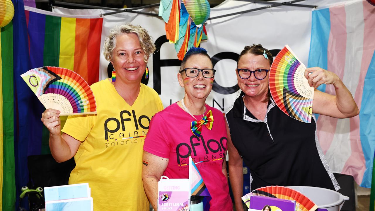 Katie Browne, Mel Johnson and Tracy Boyd at the Cairns Pride Festival's Pride Fair day, held at the Tanks Arts Centre, Edge Hill. Picture: Brendan Radke