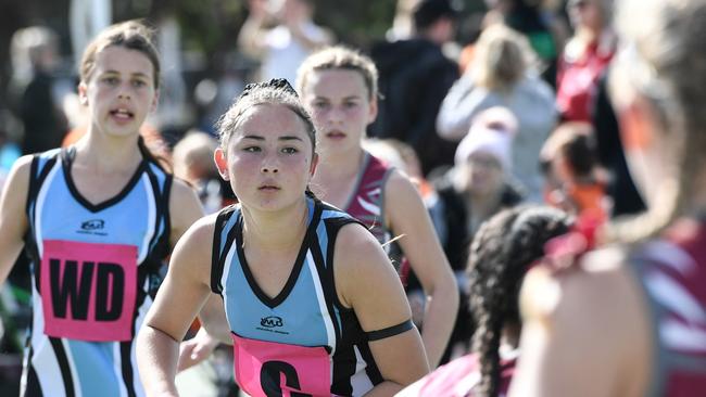 Action from the 2019 Netball NSW HART Junior State Titles. Picture: Nigel Owen