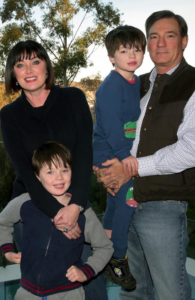 David and Lisa Oldfield with their children, Burt and Harry. Photo: Adam Ward