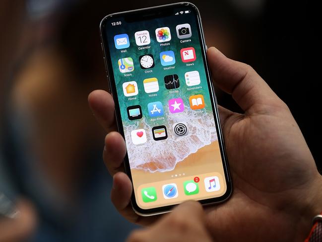 CUPERTINO, CA - SEPTEMBER 12: The new iPhone X is displayed during an Apple special event at the Steve Jobs Theatre on the Apple Park campus on September 12, 2017 in Cupertino, California. Apple held their first special event at the new Apple Park campus where they announced the new iPhone 8, iPhone X and the Apple Watch Series 3.   Justin Sullivan/Getty Images/AFP == FOR NEWSPAPERS, INTERNET, TELCOS & TELEVISION USE ONLY ==