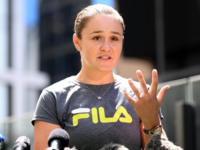 BRISBANE, AUSTRALIA - NewsWire Photos - MARCH 24, 2022.World number one tennis player Ash Barty speaks during a press conference to announce her retirement from the sport, at the Westin Hotel in Brisbane.Picture: NCA NewsWire / Dan Peled