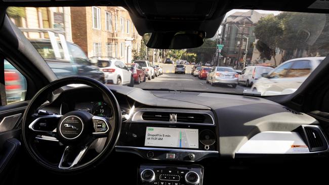 Inside a Waymo autonomous vehicle. Picture: Jason Henry / AFP