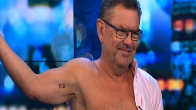 Steve Price got Dane Swan's initials tattooed on his right arm after losing a bet. Picture: Supplied