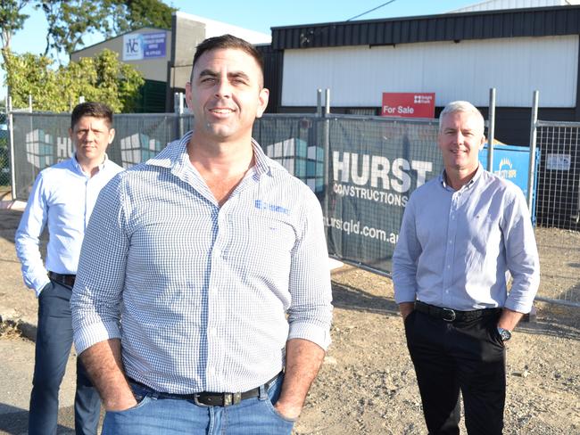 Hurst  Constructions Queensland owner Jarrod Hurst, with Dan Place (left) and Paul Dury, at his new premises in Aitkenvale.