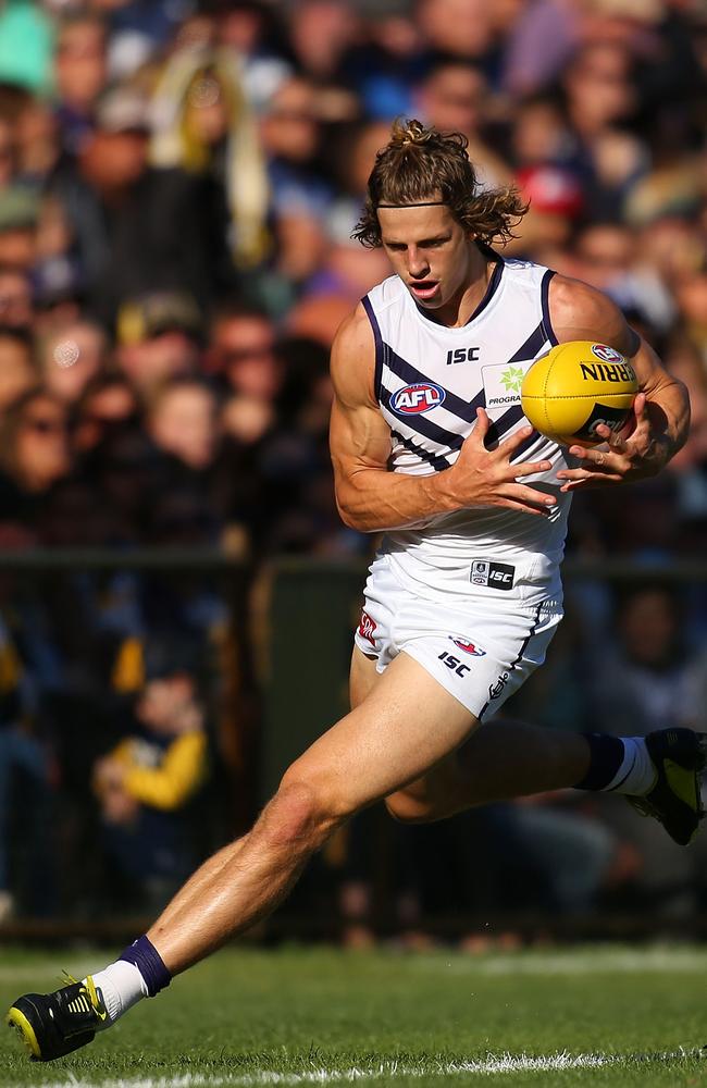 Nathan Fyfe in action during the NAB Challenge. Picture: Getty