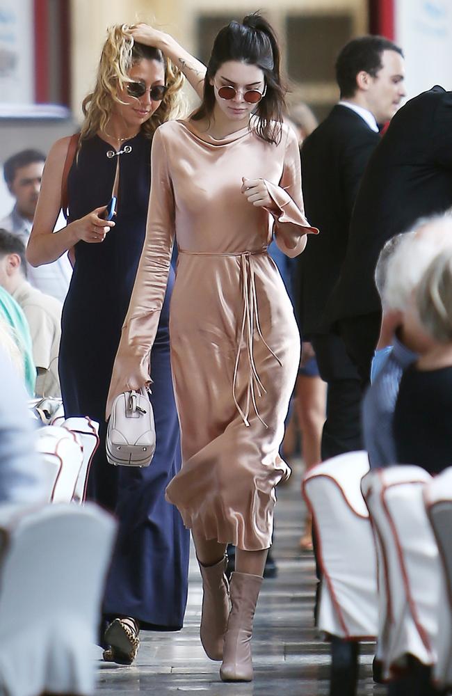 Kendall Jenner slips into Bec &amp; Bridge on June 24, while on a lunch date during Paris Fashion Week. Picture: Splash