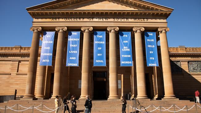 SYDNEY, AUSTRALIA - JUNE 01:  A general view as people arrive at the Art Gallery Of NSW on June 01, 2020 in Sydney, Australia. The Art Gallery of NSW has reopened to the public as COVID-19 restrictions ease around Australia following the steady decline in infection rates. Restrictions continue to ease around Australia in response to the country's declining COVID-19 infection rate. In New South Wales, beauty salons, tanning salons and nail bars can reopen from 1 June, along with museums, zoos and galleries while pubs, clubs, cafes and restaurants will also be able to serve up to 50 customers at a time. Traveling to regional NSW for a holiday will be allowed again.  (Photo by Mark Kolbe/Getty Images)