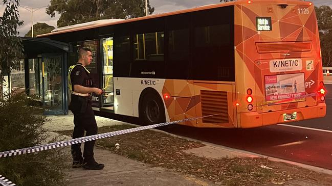 The crime scene in Templestowe, where a teen was stabbed on a bus. Picture: Fergus Ellis