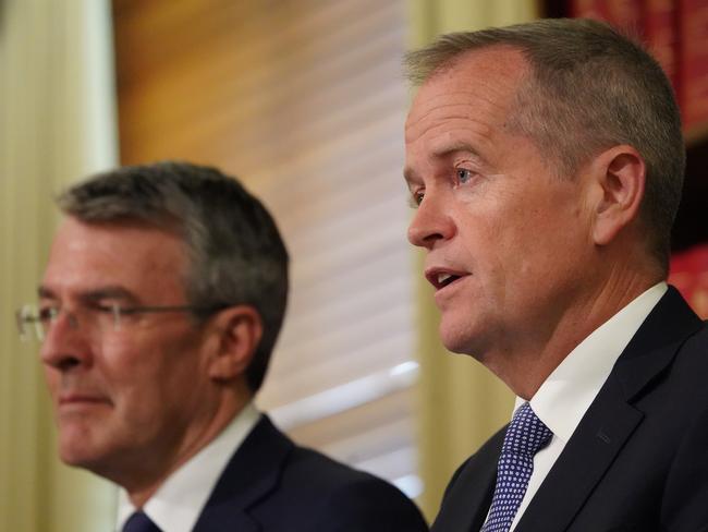 Leader of the Opposition Bill Shorten (right) and Shadow Attorney-General Mark Dreyfus. Picture: AAP