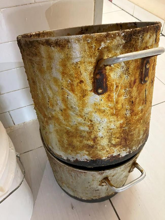Metal racks, utensils and surfaces displayed caked-on grime and food build-up. Photos: Supplied by Courts SA