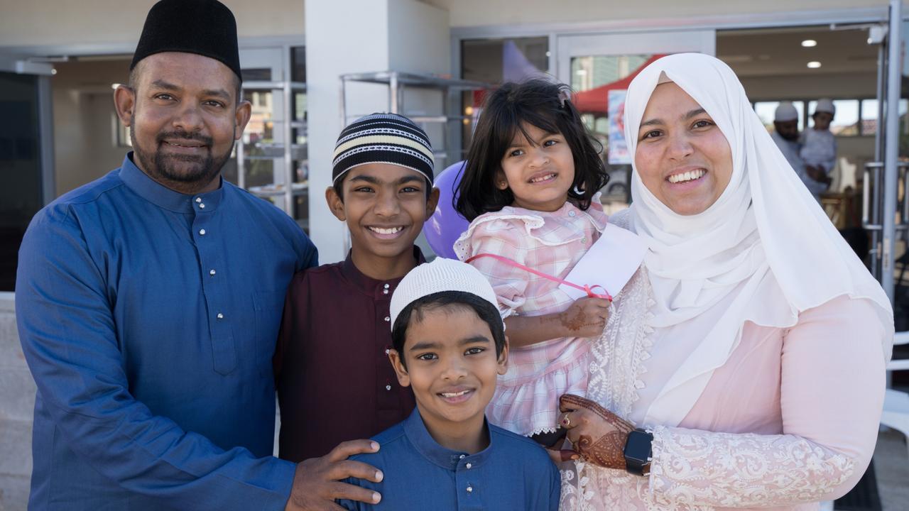 Subais Abdul Sathar, Danish, Isaac, Nyla and Nazreem Yoosuf at Toowoomba Mosque eid al-fitr celebrations. Wednesday, April 10, 2024 Picture: Christine Schindler