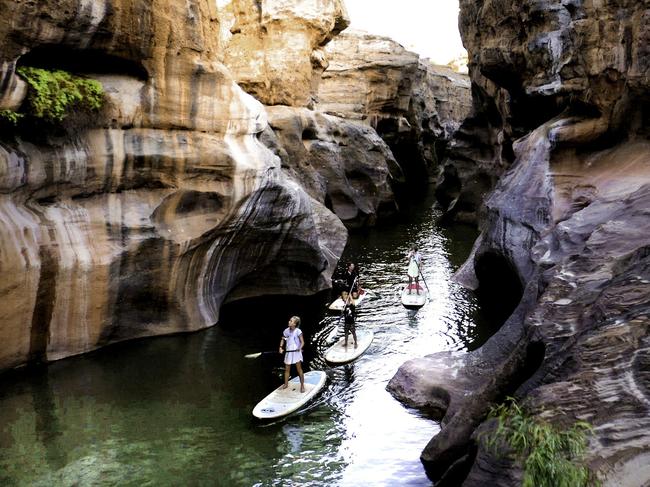 XX DON'T USE BEFORE JUNE 26 2020 , use "Holiday in Queensland" and credit TEQ. Standup Paddle Boarding in Cobbold Gorge