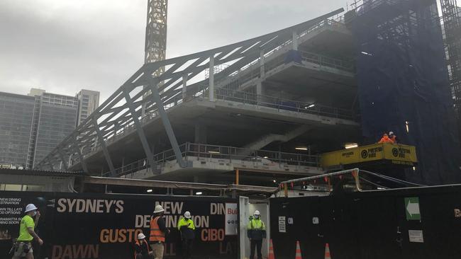 Workers continue working through lockdown on 5 Parramatta Square on July 14, before the construction ban.