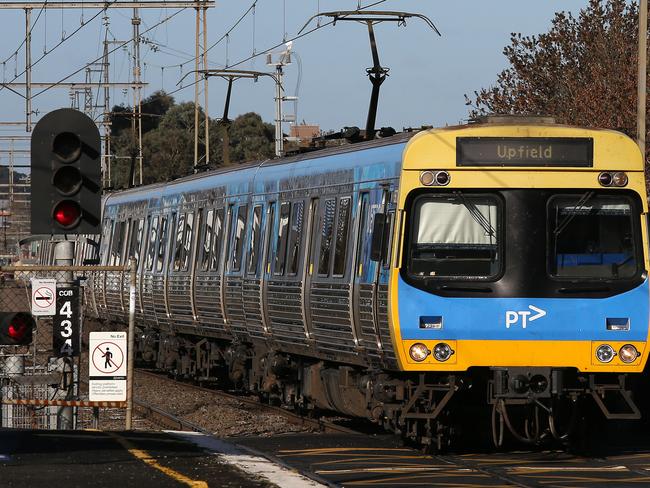 An Upfield train heads north. 