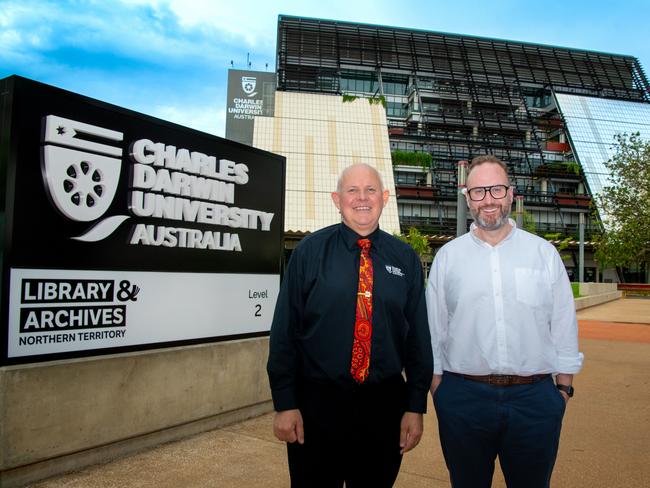 CDU Vice-Chancellor Professor Scott Bowman AO with Universities Australia CEO Luke Sheehy. Credit: CDU.