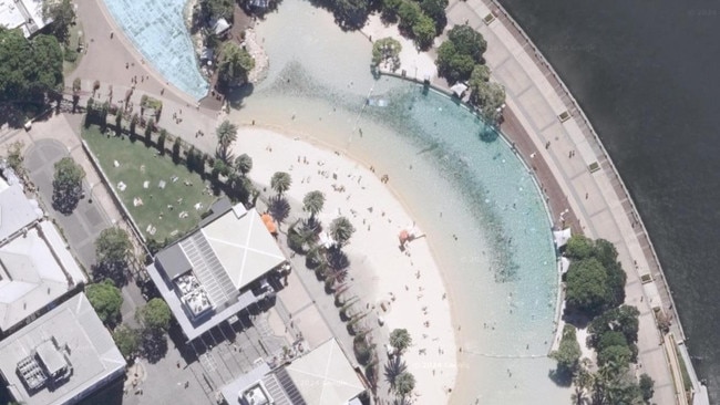 The artificial lagoon, alongside the Brisbane River. Picture: Google