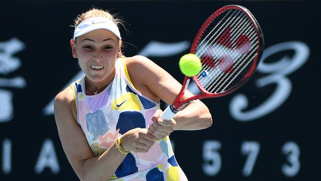 Donna Vekic of Croatia suffers a huge upset, going down to Iga Swiatek of Poland. (Photo by Jaimi Chisholm/2020 Getty Images)