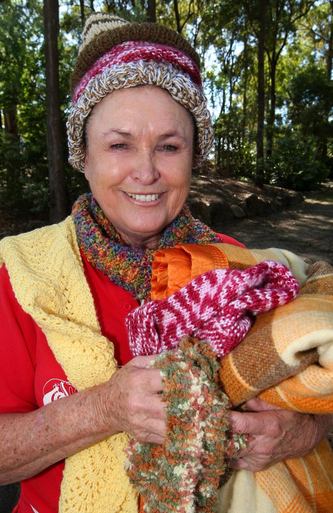 Rosies volunteer Kathleen Vlasic with just some of the items donated to them for this winter