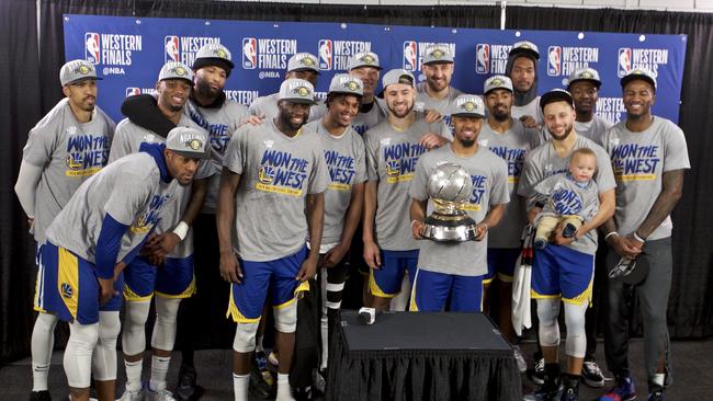 The Warriors celebrating their Western Conference Championship. Picture: AP