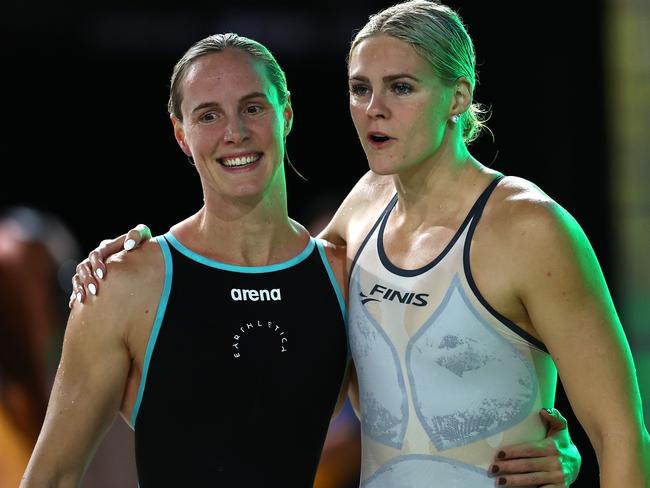 Bronte Campbell and Shayna Jack post-race. Picture: Quinn Rooney/Getty Images