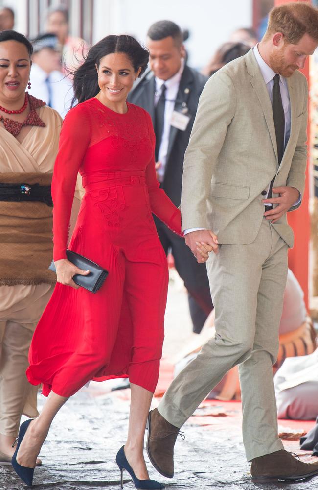 OCTOBER 25, 2018 - Where: Nuku’Alofa, Tonga. Wearing: Self-Portrait dress and Manolo Blahnik pumps. Picture: Dominic Lipinski/Getty Images