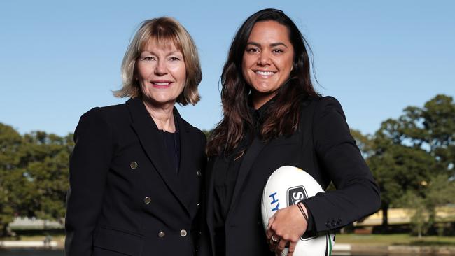 Harvey Norman CEO Katie Page and the Roosters’ Shontelle Stowers. (Gregg Porteous)