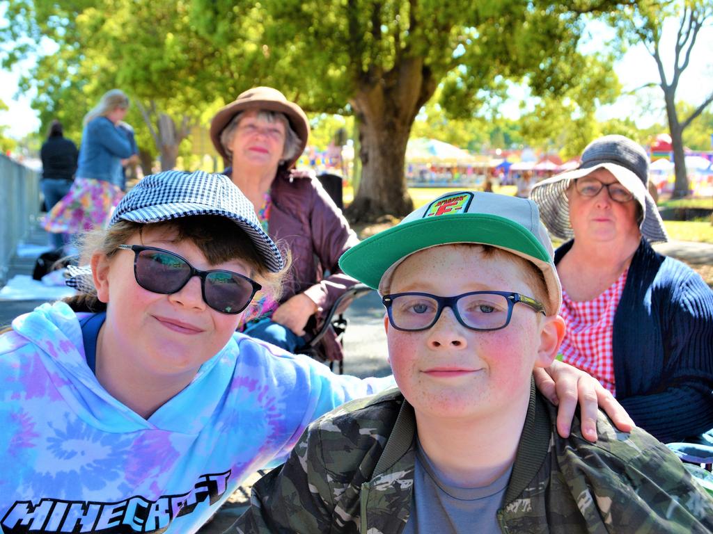 At the 2023 Grand Central Floral Parade are (back from left) Cheryl Pullin, Anne Leven, (front from left) Amber-Rose Pullin and Max Haddad. Picture: Rhylea Millar