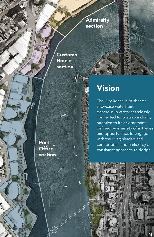 Council’s masterplan divides Brisbane’s waterfront precinct into three sections boasting different development prerogatives and responsibilities.