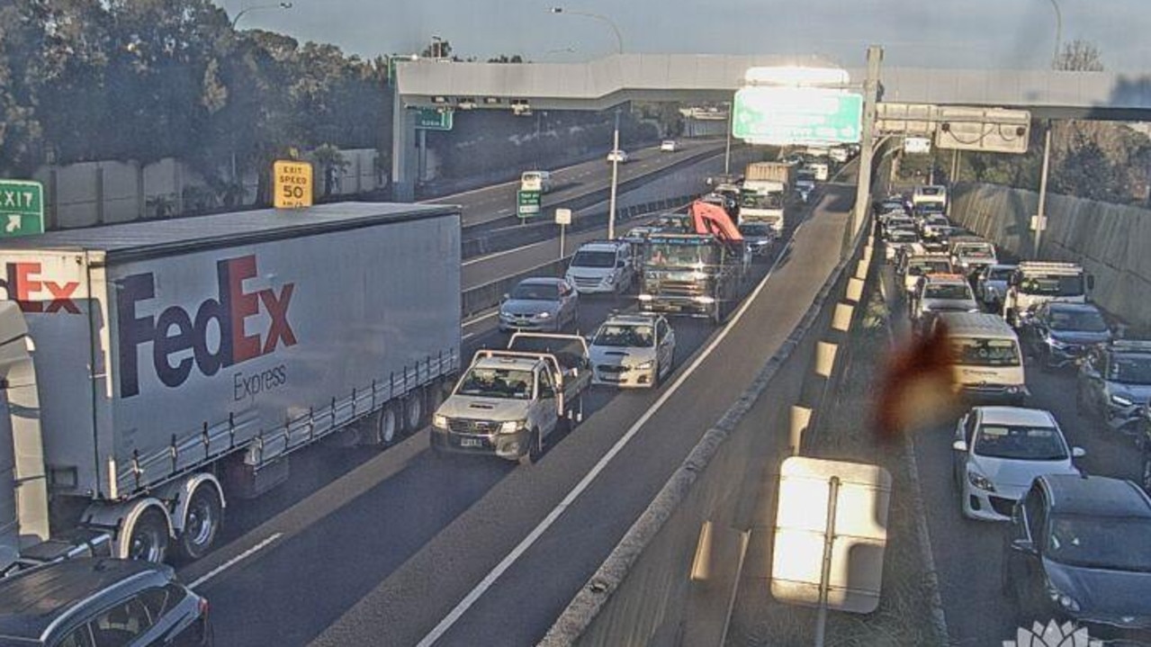 Motorists have been hit with traffic chaos on the M5 after a car fire on Monday morning. Picture: Live Traffic Sydney