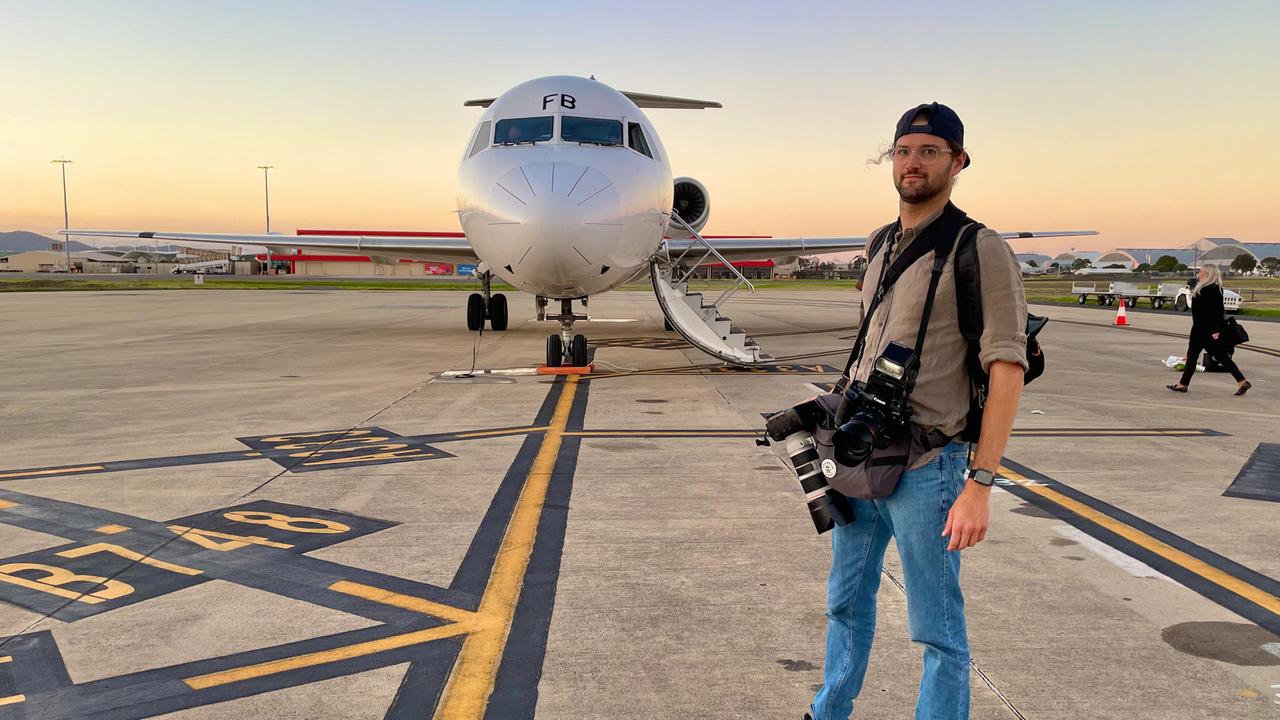 Jason Edwards in front of the media plane.