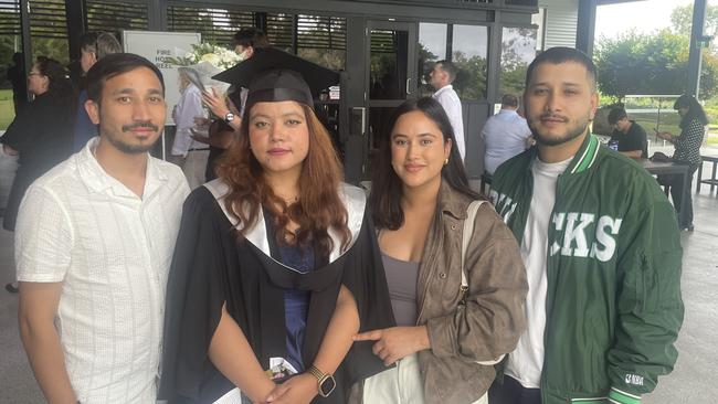 UniSC graduates celebrate at the Brolga Theatre in Maryborough, Qld.