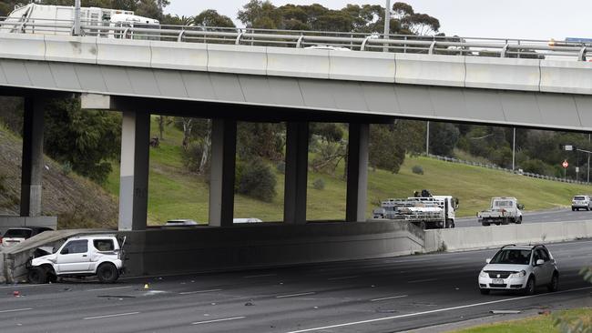 The woman had stopped to help a driver in another crash when she was hit. Picture: Andrew Henshaw