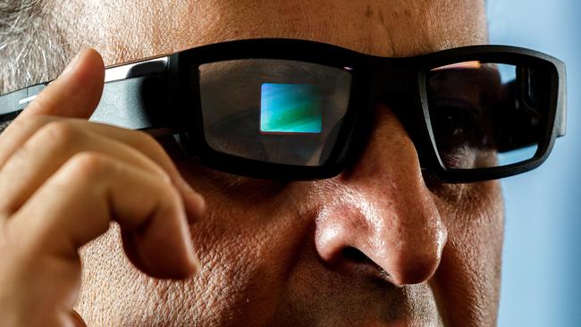 Leelou’s smart-glasses screen large crowds of people until a missing person is found. Picture: Mark Dadswell