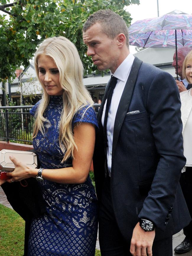 Peter Siddle and wife Anne Weatherlake. Picture: Simon Bullard