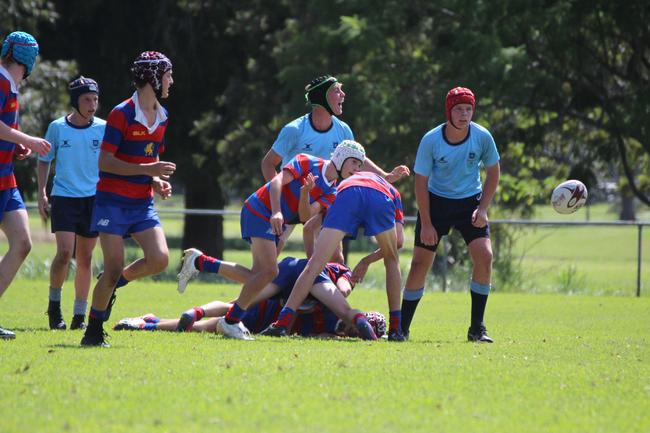 Ballymore Cup rugby action at the Albany Creek Brumbies Junior Rugby Union Club on Friday, April 12, 2024.