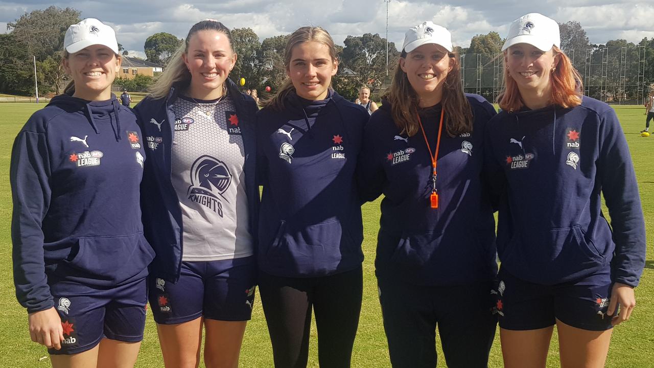 Northern Knights assistants (from left) Michelle Andrews, Gabby Newton, Maddy Guerin, Laura Frazer and Ines McKay. Picture: Ben Higgins