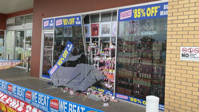 Police are investigating a ram raid at Chemist Warehouse in Epsom Village on Howard St, Epsom in Bendigo. Picture: Gianni Francis.