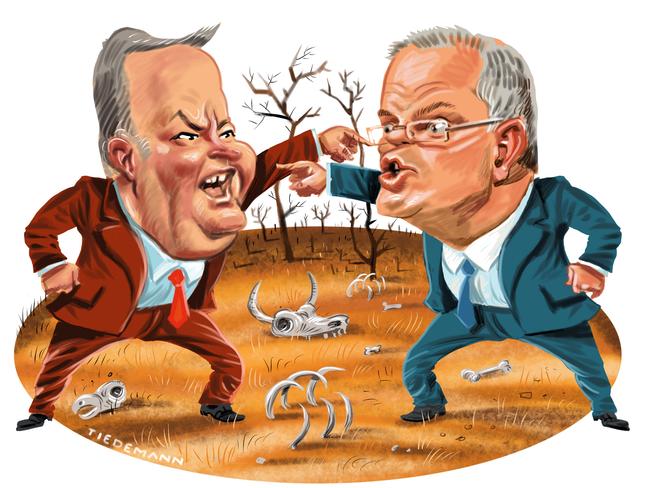 Opposition Leader Anthony Albanese and Prime Minister Scott Morrison. Picture: John Tiedemann