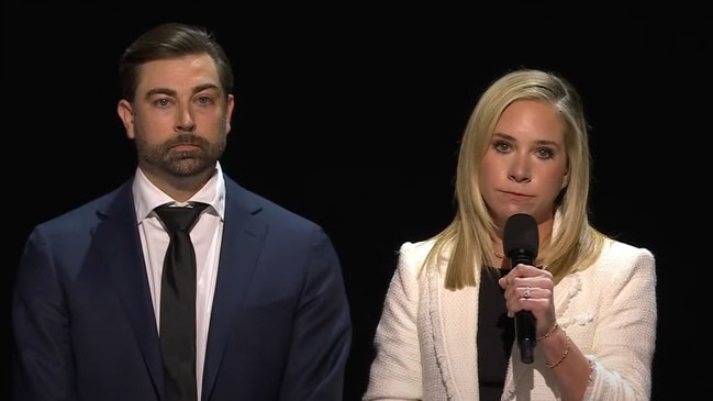 Josh and Amanda Zurawski speaking at the DNC.