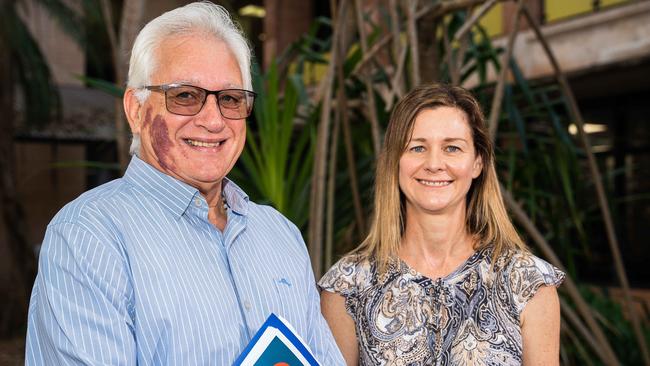 City of Darwin mayor Kon Vatskalis and chief executive Simone Saunders have released their 2023-24 draft budget and municipal plan. Picture: Pema Tamang Pakhrin